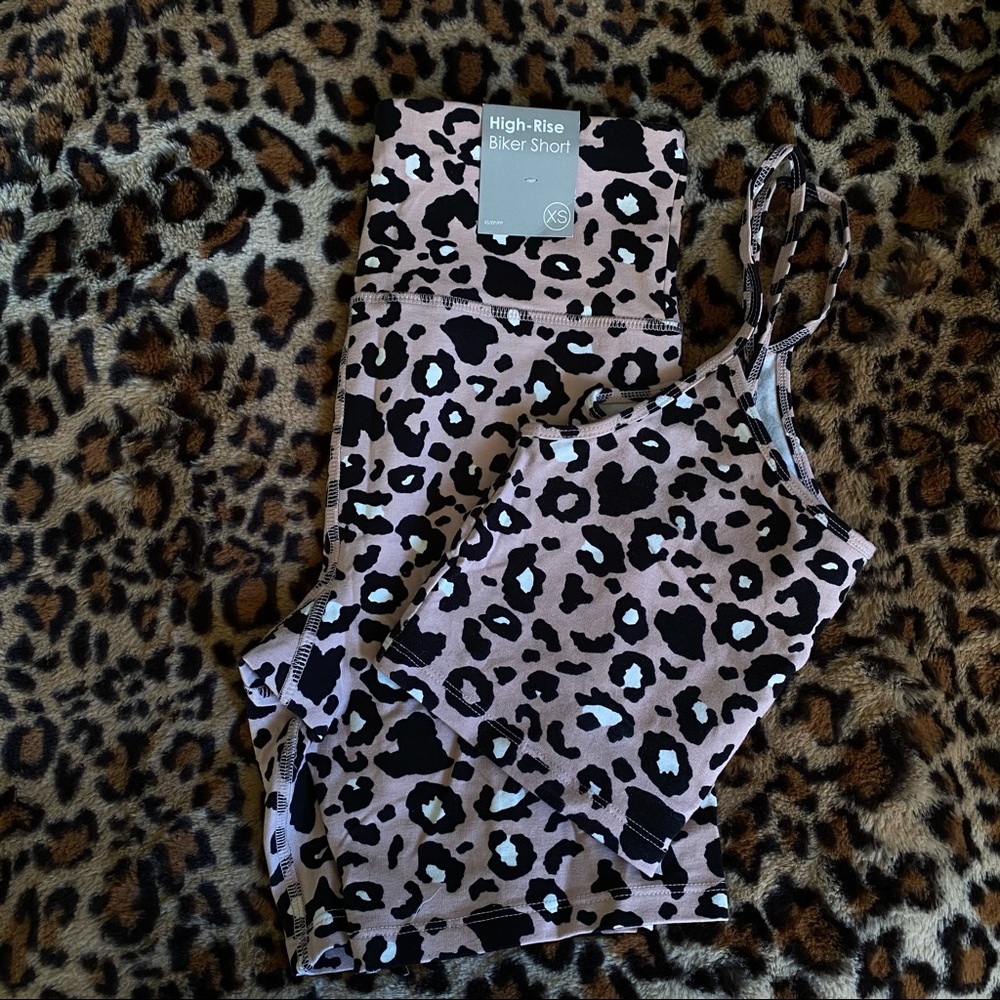 Forever 21 pink cheetah crop tank and biker short set, price is for both!